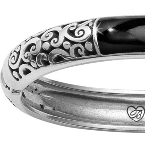 Brighton Silver and Black Catania Hinged Bangle Bracelet NWT - Picture 5 of 6